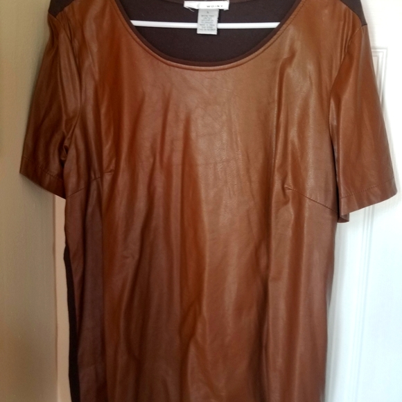 Chocolate brown faux leather shirt - Picture 1 of 3